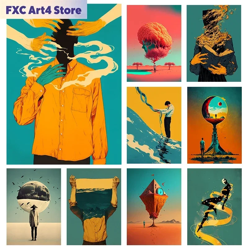 Affiches modernes sans cadre, style surréaliste, pour la méditation, impressions abstraites sans sens, peintures sur toile, images murales, décoration pour la maison et le salon