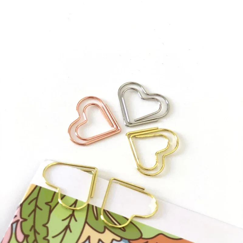 50pcs/set Metal Hearts Paper Clips Mini Binder Clip Bookmark Book BindingNote Decor Stationery School Office Binding Supplies