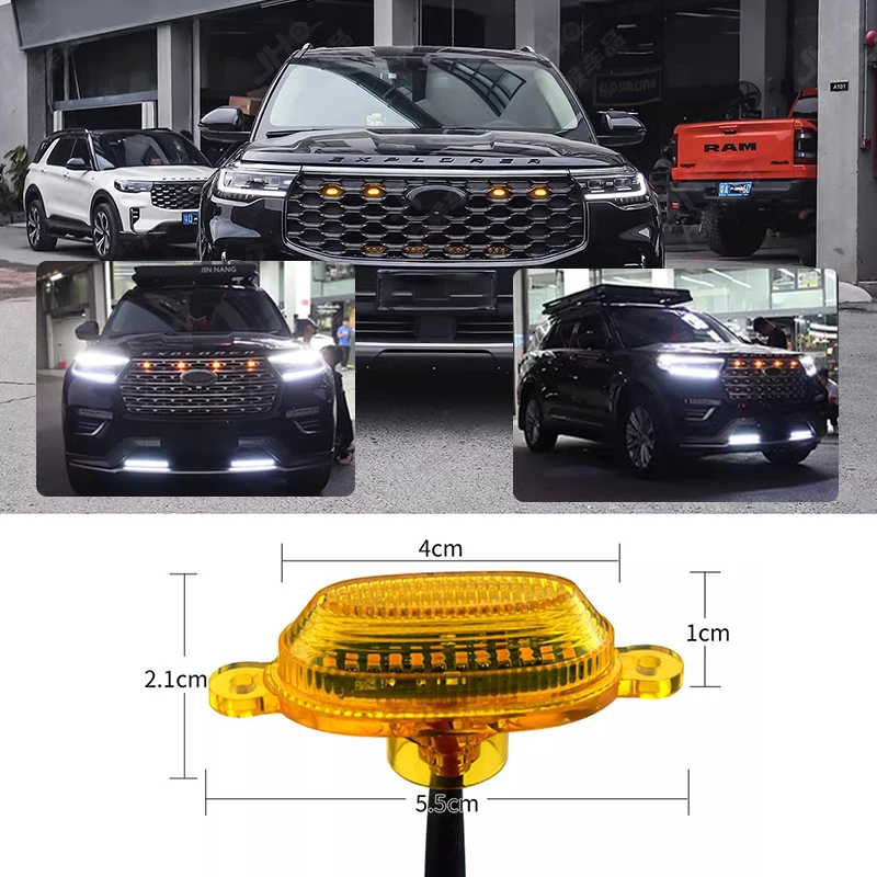 LED car grille light 4 9 12 LED decorative warning light fog light, suitable for off-road trunk SUV Ford Toyota