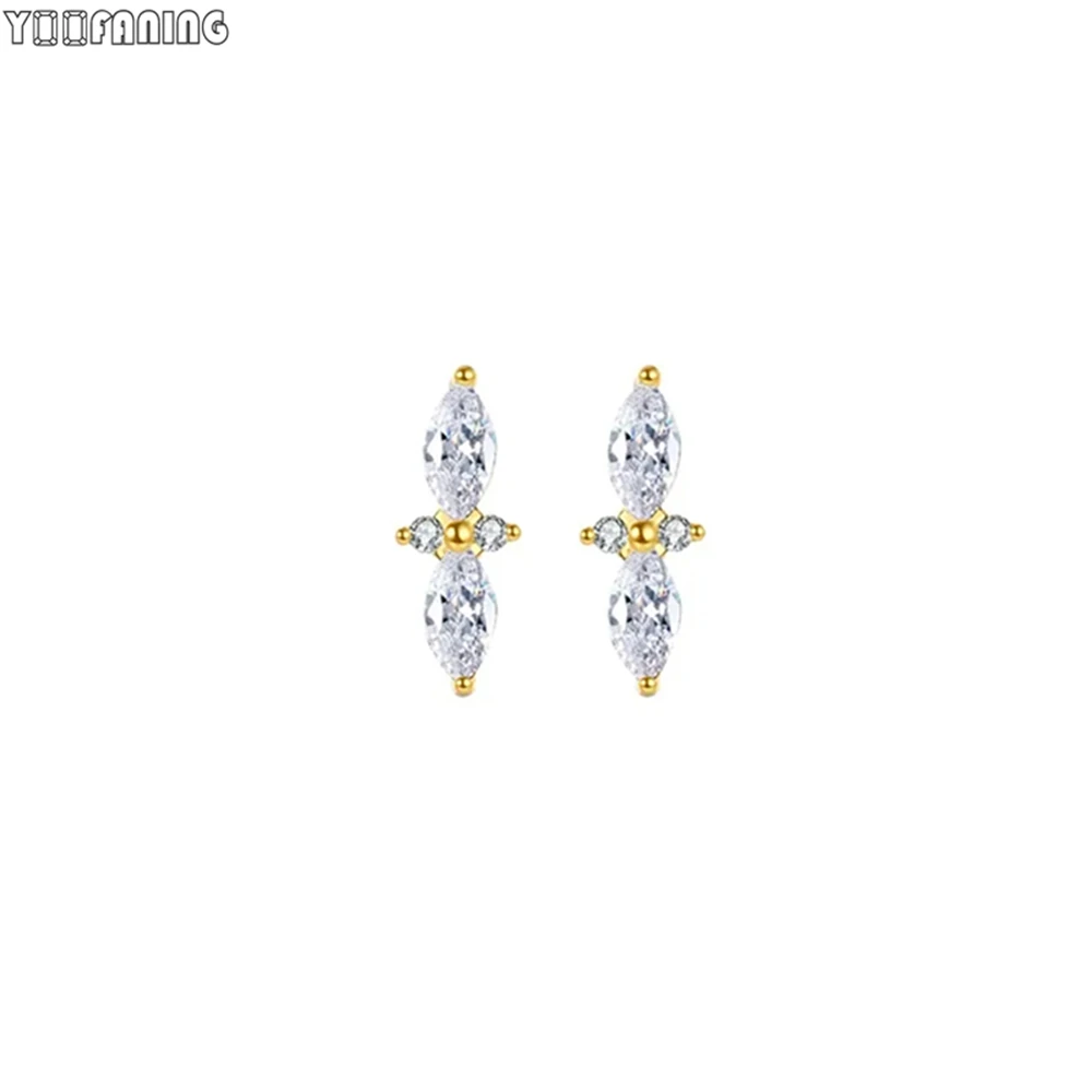 925 Sterling Silver Ear Needle High Grade Simple Earrings Double Diamond Matched Zircon Exquisite Earring for Women Jewelry Gift