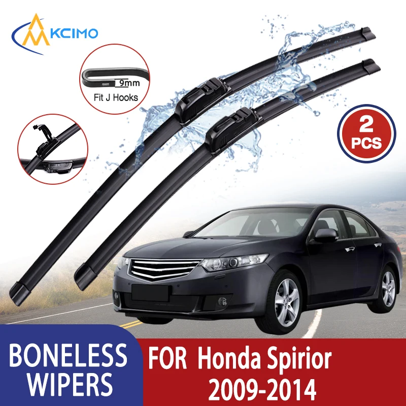 Kcimo For Honda Spirior	2009-2014  Car Wiper U-type Soft Rubber Boneless Wiper HD Quiet Durable Automotive Wiper 24"+22"