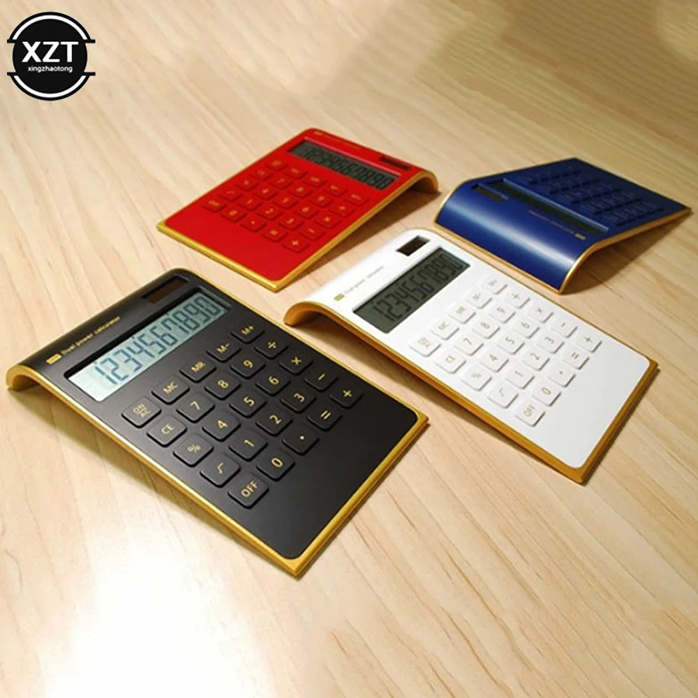 2022 Hot Sale Creative Slim Portable mini 10 digital Calculator Solar Energy Crystal Keyboard Dual Power Supply