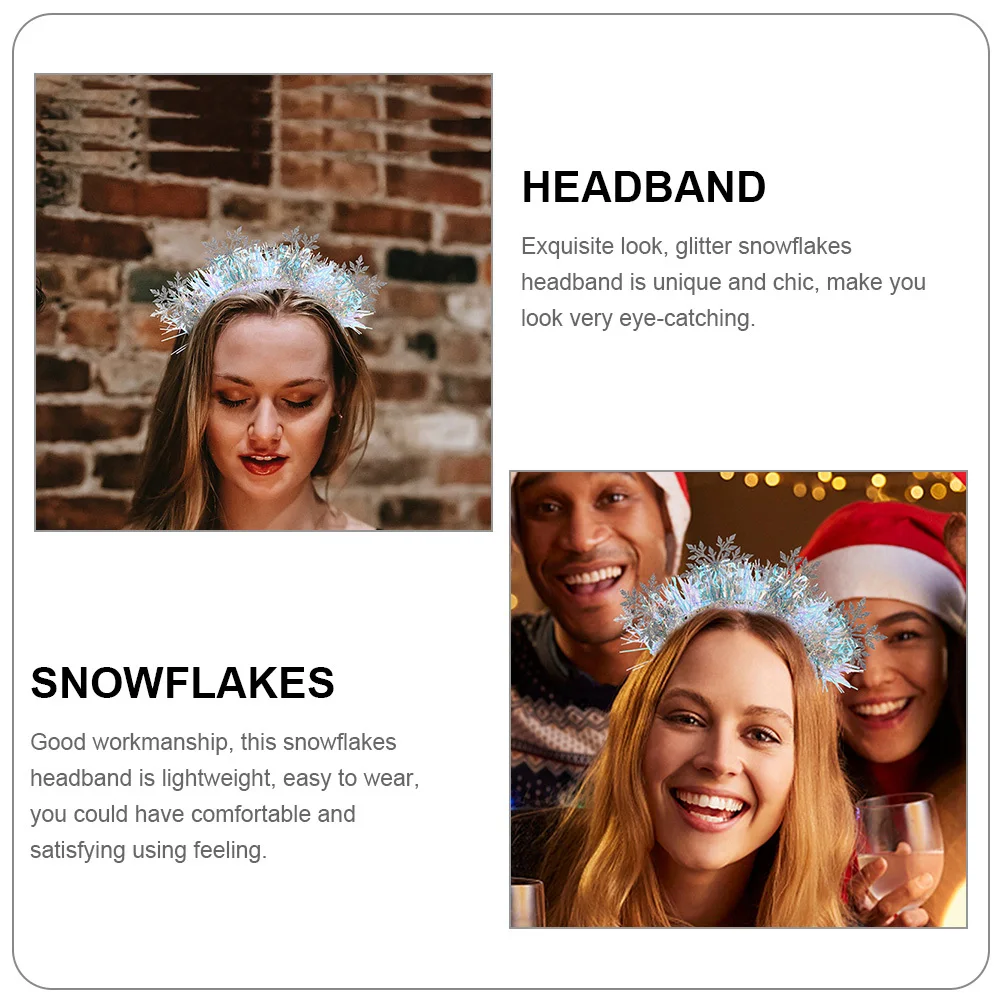 

3 шт., повязка на голову со снежинками, блестящая рождественская повязка на голову, декоративные аксессуары для волос, рождественская вечеринка для женщин и девочек, декоративная повязка для волос