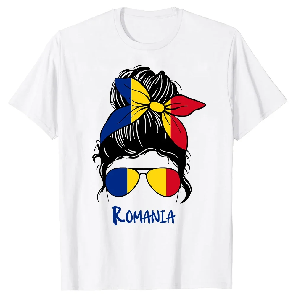 Romania Romanian Girl Woman Flag T Shirts Summer Graphic Cotton Streetwear Short Sleeve Birthday Gifts T-shirt Mens Clothing