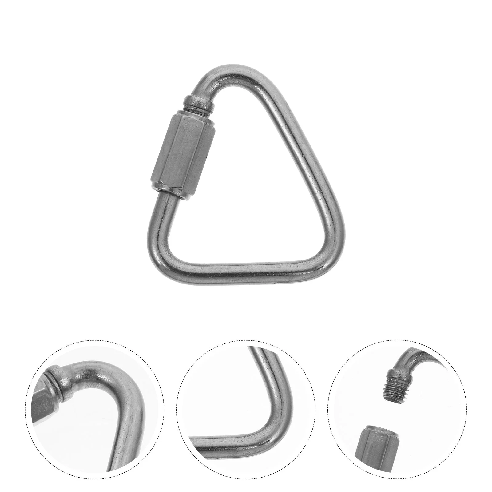 

4 Pcs Connector Connecting Ring Carabiner Heavy Duty Stainless Triangle Steel Safety Chain