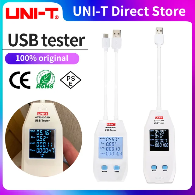 UNI-T UT658 Tester USB Ładowarka Typ A/C Interfejs Mobilny Szybkie ładowanie Prąd Pojemność Tester rezystancji energii Miernik mocy USB