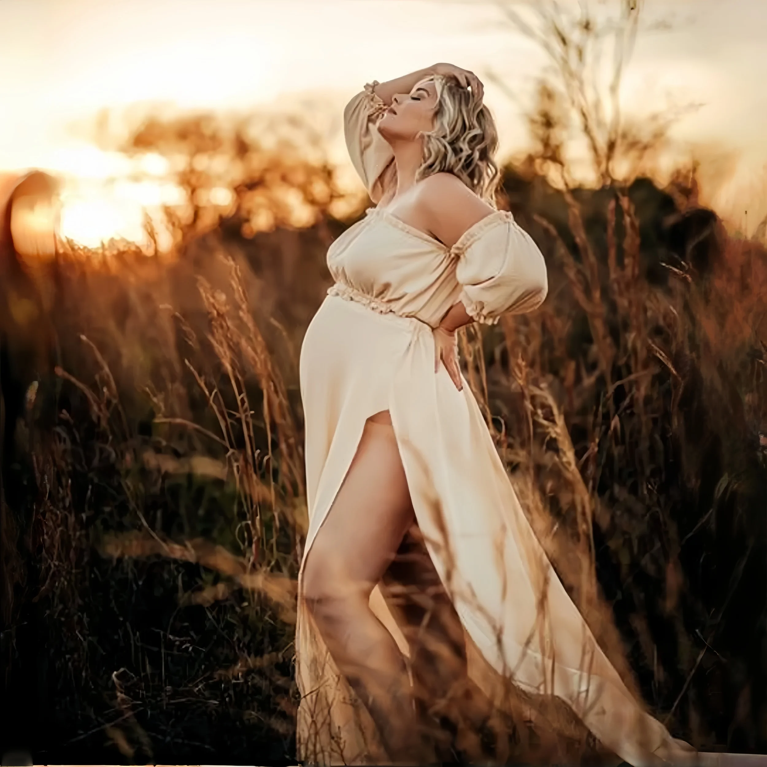 Verão algodão maternidade gravidez photoshoot vestido define fora do ombro roupa de fotografia de maternidade