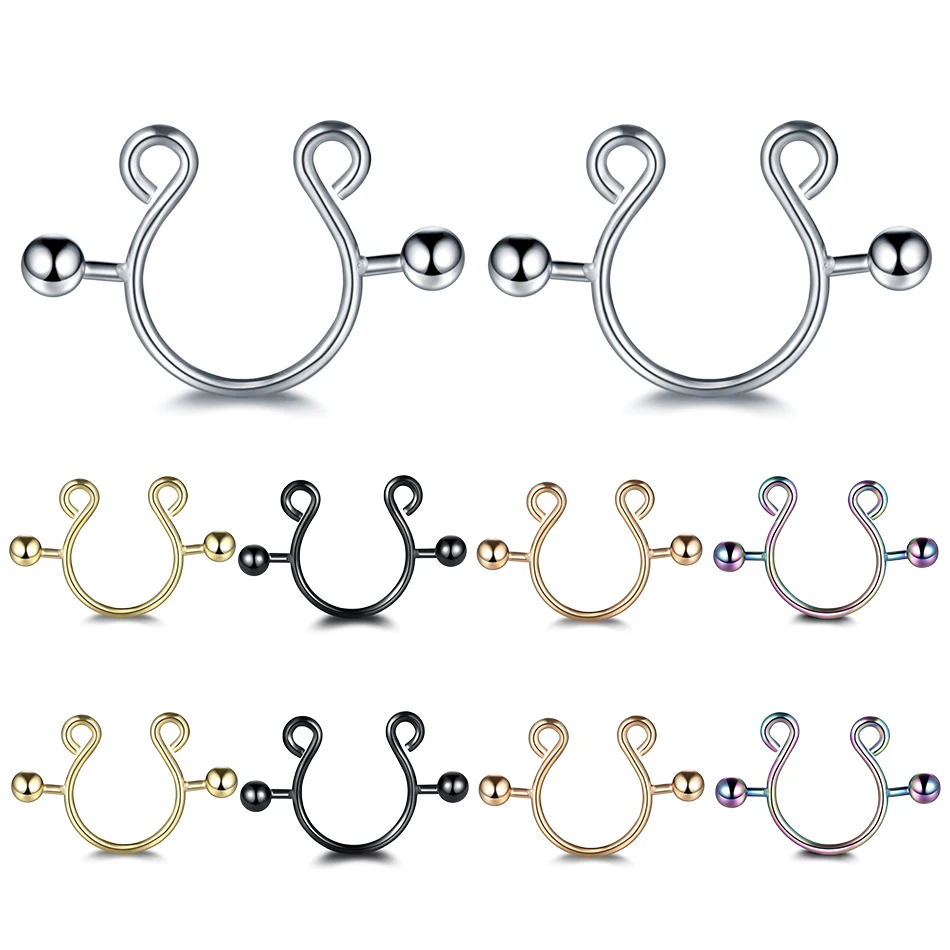 2pcs/lot Surgical Steel Fake Sexy Nipple Clip Rings Charm Faux Nipple Shield Non Piercing Rings Body Jewelry for Women Gift