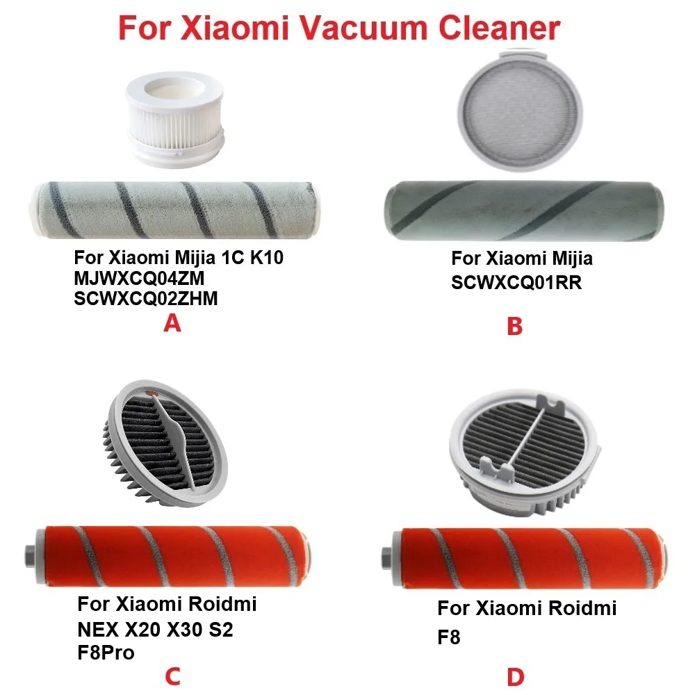 HEPA Filter & Brush Roller For Xiaomi Mijia 1C K10 SCWXCQ02ZHM, SCWXCQ01RR, Roidmi NEX X20 X30 F8Pro, Roidmi F8 Vacuum Cleaner