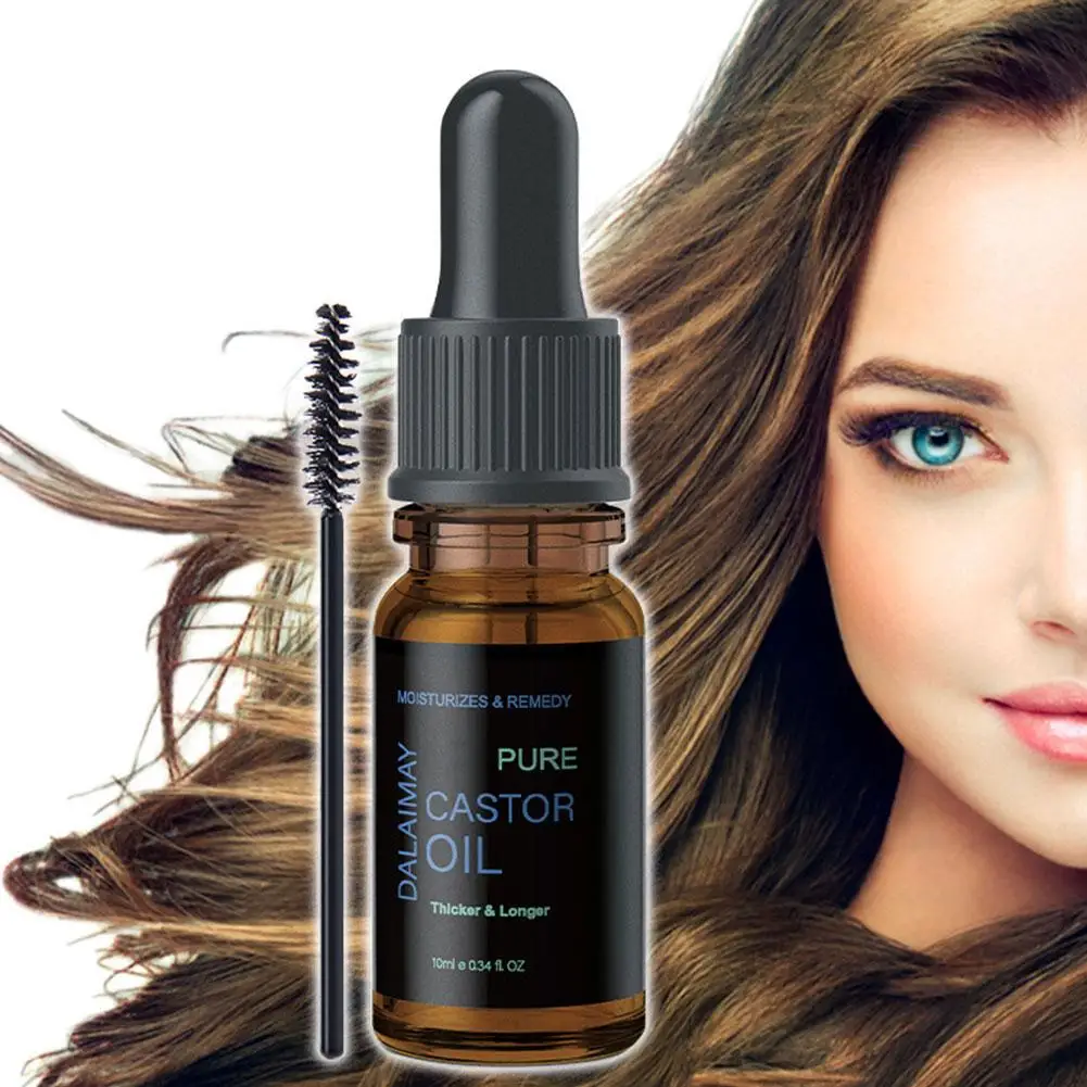 10ML Castor Oil Hair Eyelash Brows Growth Essential Oil Prevent Skin Aging Castor Essence Moisturizer Skin Care For Women S0U6