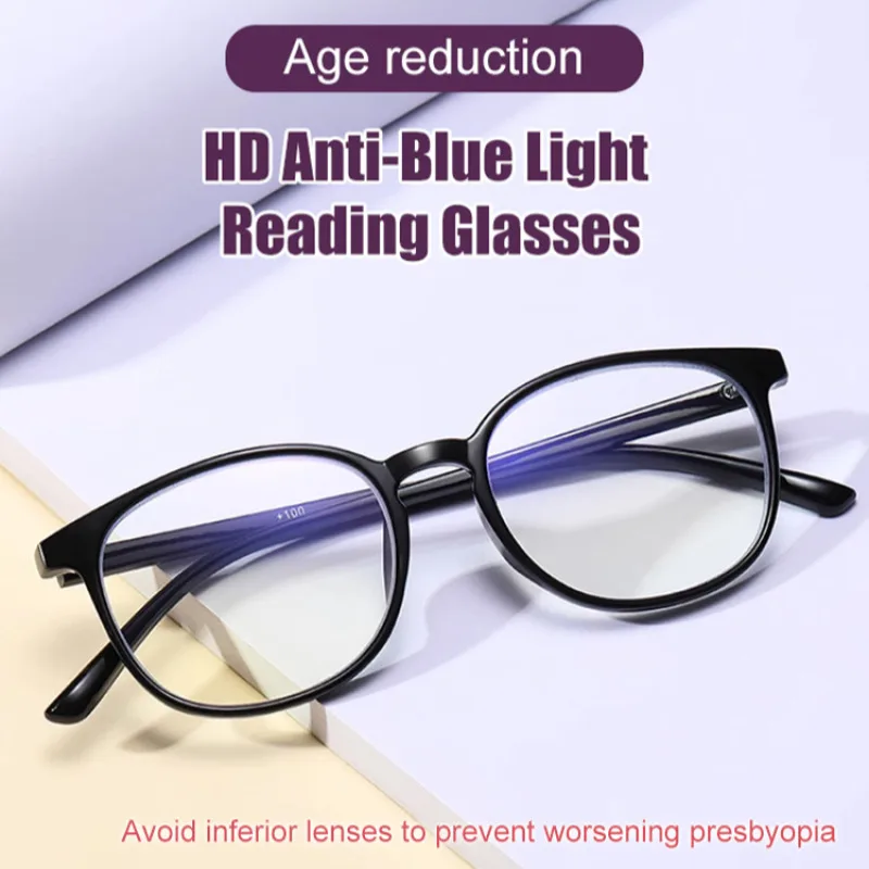 Gafas de lectura plegables HD para personas mayores, gafas para presbicia ultraligeras antiluz azul, cómodas, portátiles y duraderas, para leer