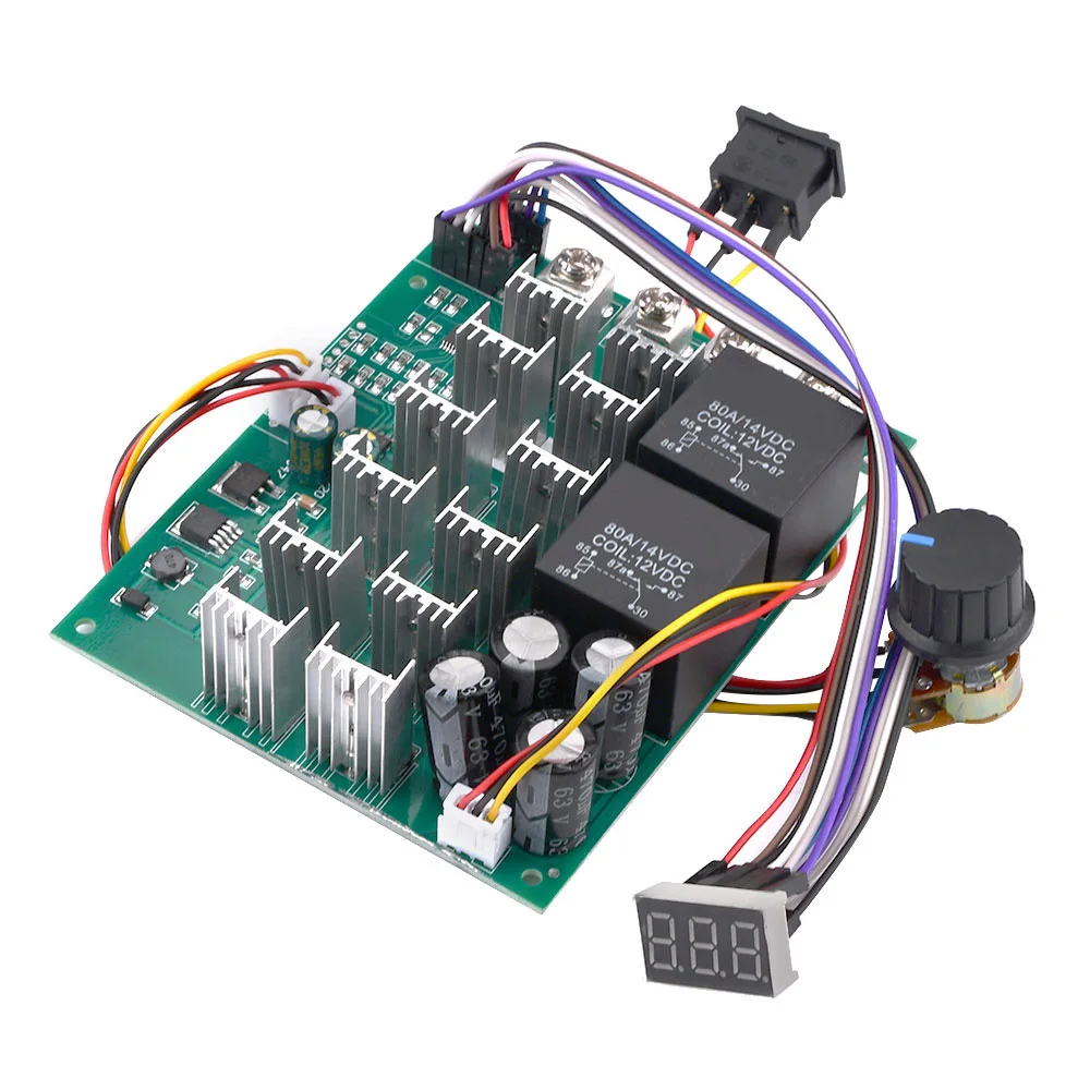 60A 10-55V Digital Display PWM Speed Controller Module Forward Reversal 0~100% Adjustable DC Motor 12V 24V 36V 48V Max 100A