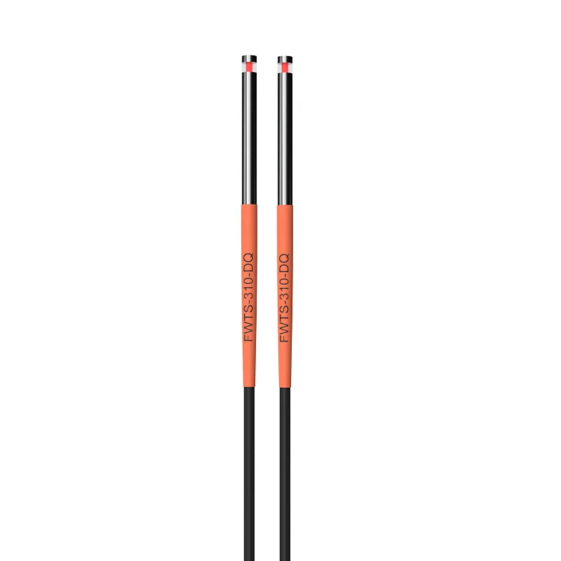 

Side view fiber optic sensor, probe FWTS-310-DQ facing side, light output sense amplifier
