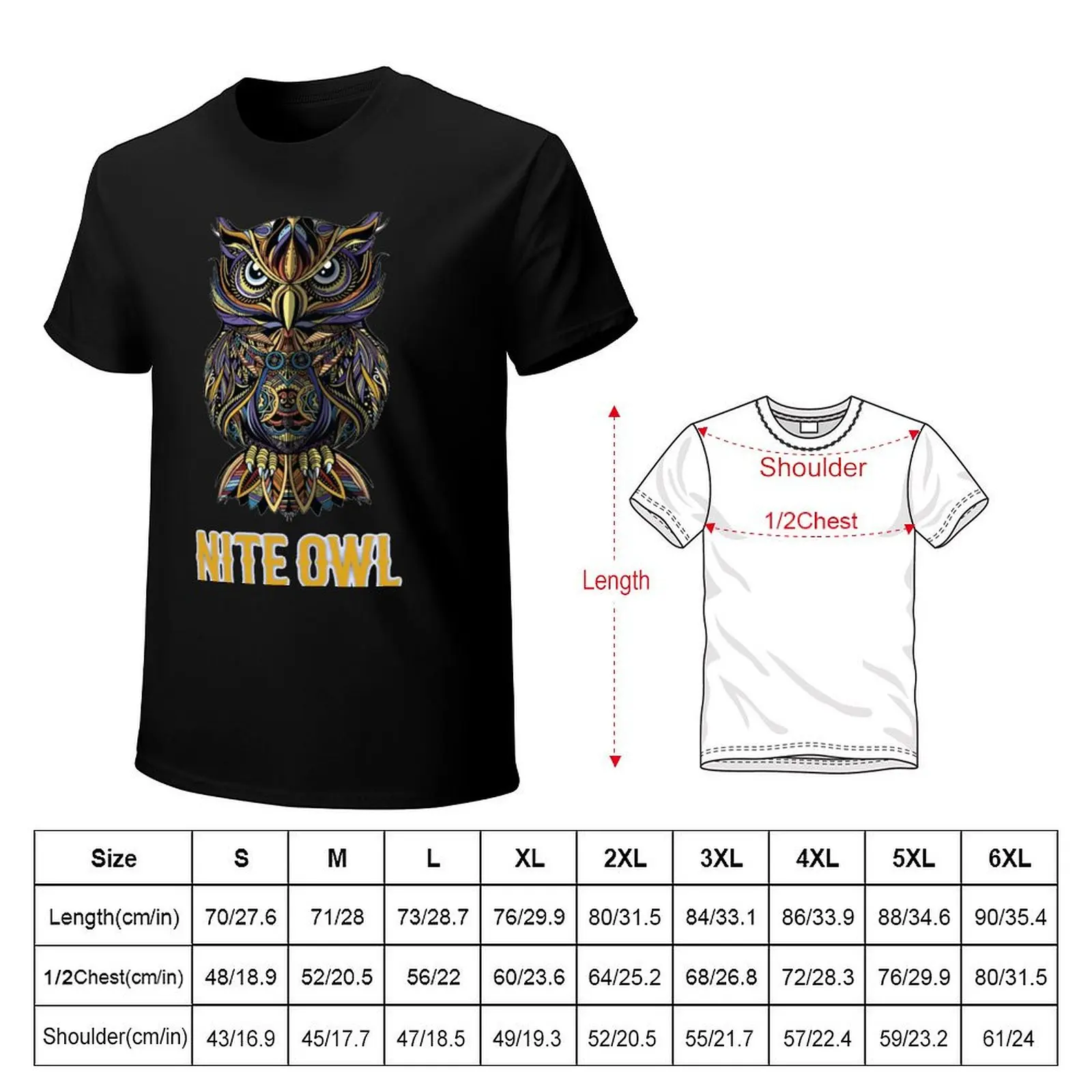 Nite owl T-Shirt vintage anime shirt anime customizeds custom t shirt graphic shirts men