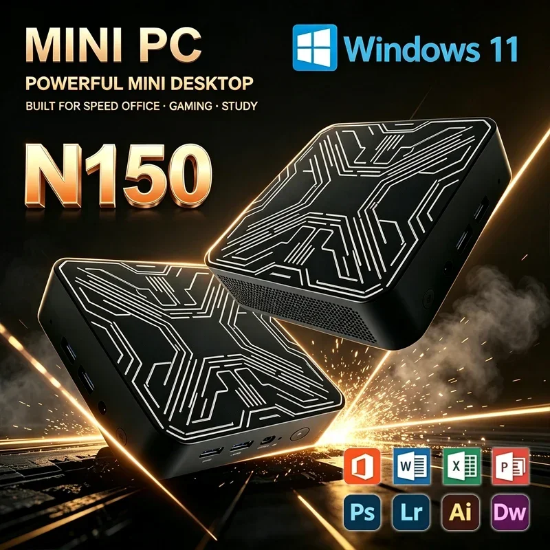 New Intel N150 2026 Portable Mini Host 16GB RAM M2 NVMe SSD Triple 4K Screen Support WiFi6 Silent Cooling Desktop Computer