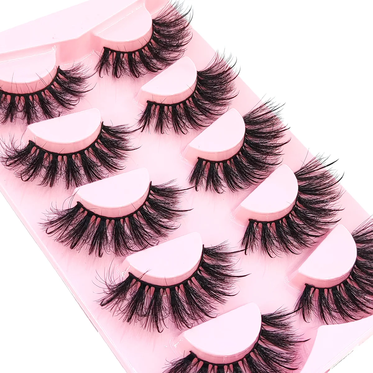 HBZGTLAD 5Pairs spike Eyelashes Imitation Mink Fur Eyelashes High-Quality Eyelashes Plump and Fluffy Misty Striped Eyelashes Sup