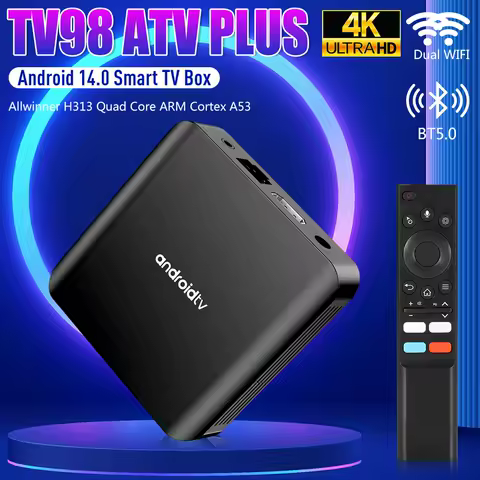 TV98 ATV PLUS Set Top Box Android 14.0 TV Box Dual WIFI BT5.0 4K HD Media Player Allwinner H313 Quad Core TV Box Android TV Box