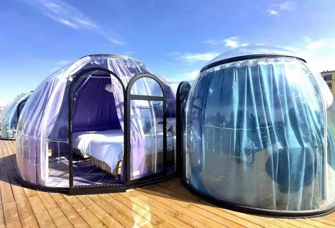 Waterproof PC Starry Sky Camping Pod with Mosquito Net   Polycarbonate Dome Tent