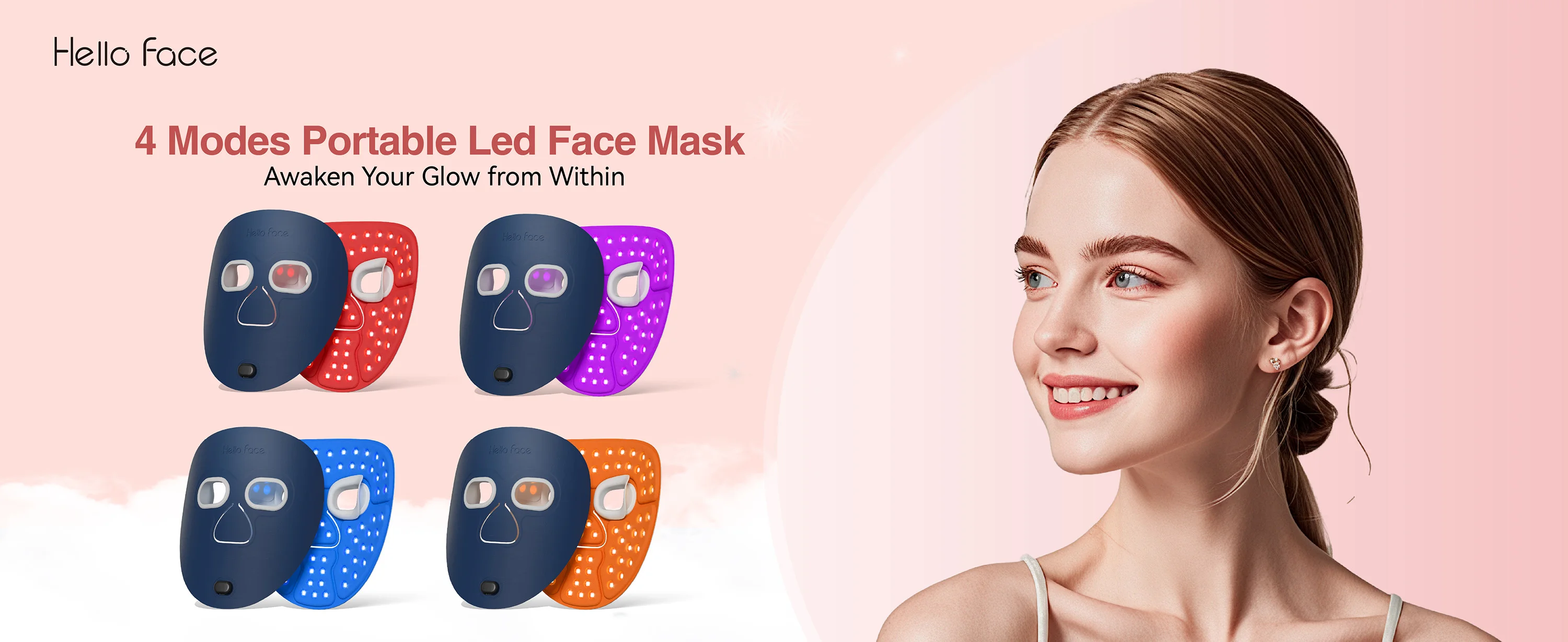 Red Light Therapy Photon Mask Hello Face M500S LED 630nm 850nm Near-Infrared Light Therapy Facial Mask Professional Beauty Care