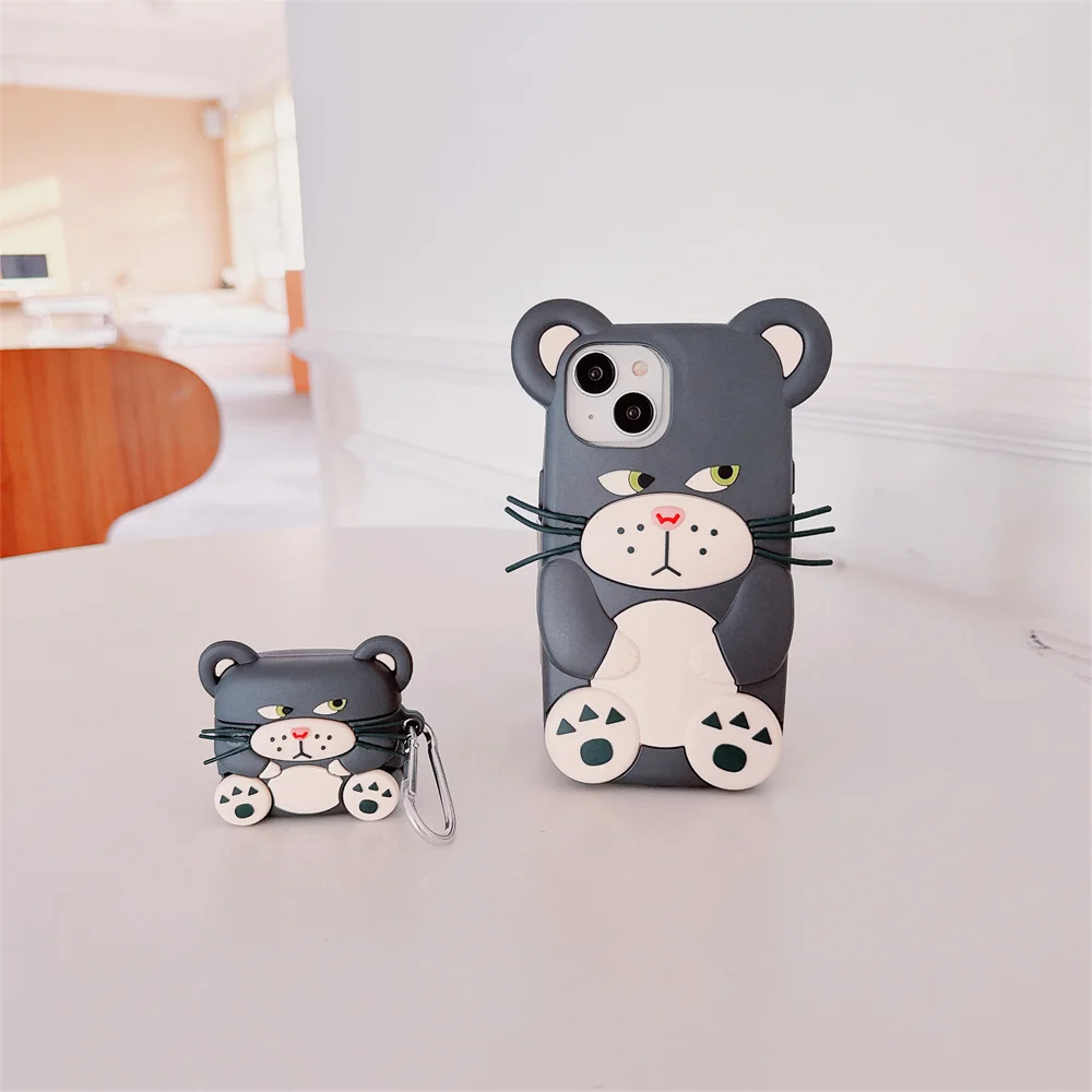 Kawaii 3D Cartoon Lucifer Cat Phone Case For iphone 15 Pro Max 14 13 12 11 Pro Max Soft Silicone Cover