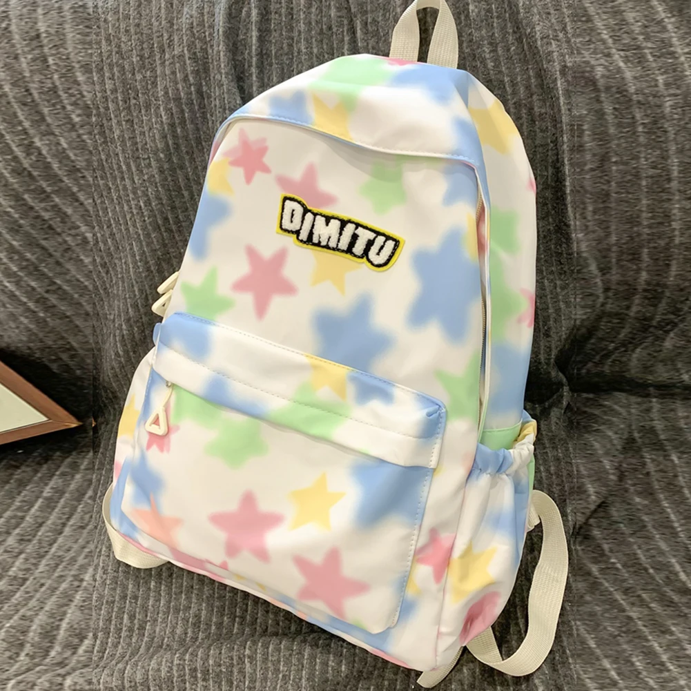 

Нейлоновый рюкзак Kawaii Star, женский школьный рюкзак большой вместимости, рюкзак для ноутбука в консервативном стиле с молнией, рюкзак для пеших прогулок, путешествий, работы