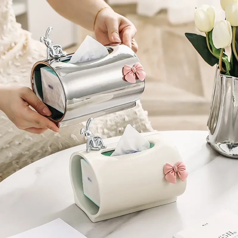 Caja de pañuelos nórdica para sala estar, decoración mesa té estilo crema, caja papel de alta gama, decoración creat