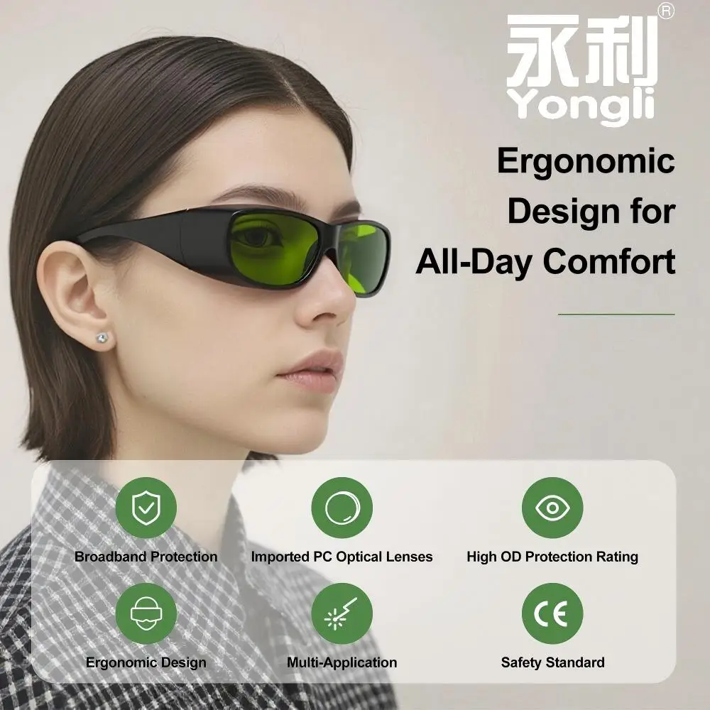 Yongli OD7 Laser Safety Goggles CE Certified Broadband Protection Ergonomic Laser Cutting Engraving Machine Protective Eyewear