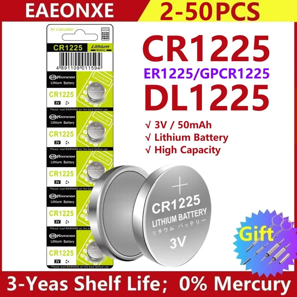 2-10pcs 3v Lithium Battery CR1225 Bulk Compatible with DL1225 BR1225 KL1225 L1225 ECR1225 KCR1225 for calculator Watch Car key