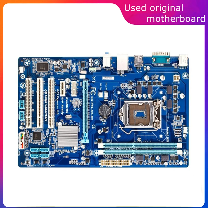 

Used LGA 1155 For Intel H61 GA-P61-S3-B3 P61-S3-B3 Computer USB2.0 SATA2 Motherboard DDR3 16G Desktop Mainboard