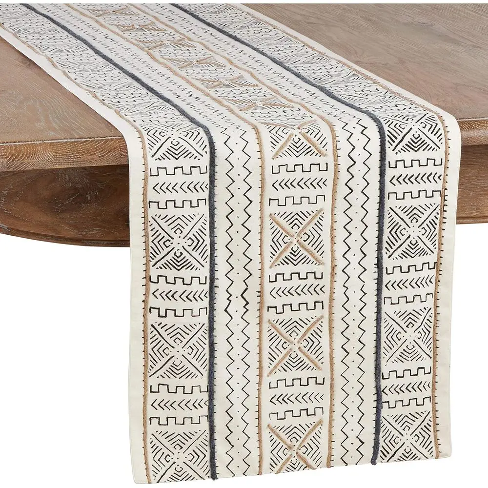 

African Mud Cloth-Inspired Cotton Table Runner, 16 x 90, 1 Piece