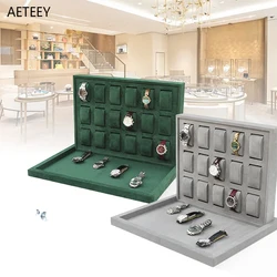 For Watch Exquisite Flannel Watch Tray Velvet Display Watch Storage Tray Capacity 15-18-24 Slots Organizador Customizable Logo