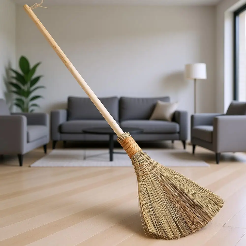 

Натуральная метла-щетка - метла с длинной ручкой для уборки, декора, свадеб, длина 45,28 дюймов