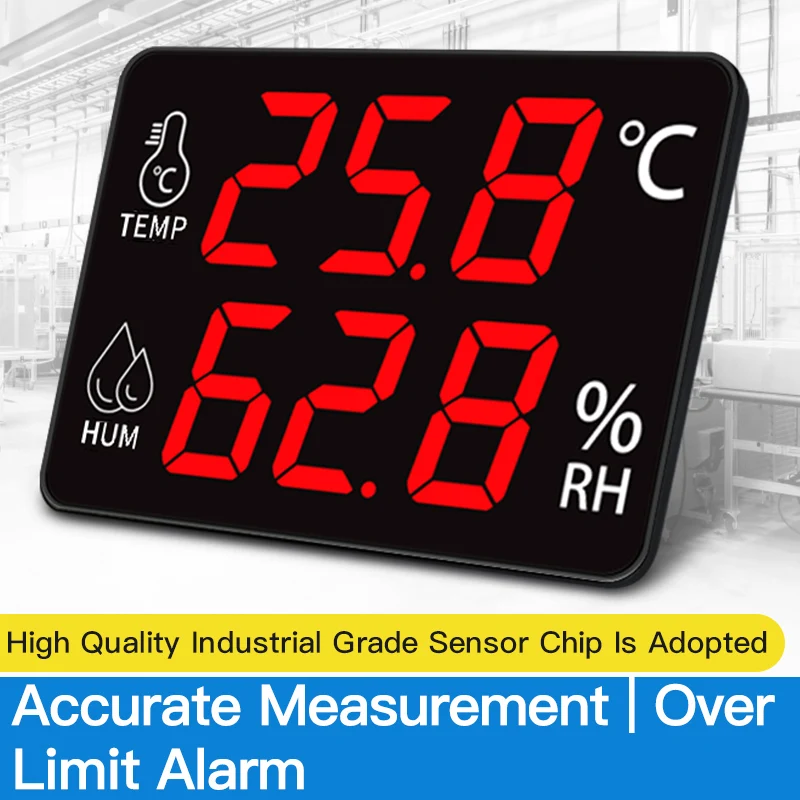 Large Screen Thermometer And Hygrometer Calibrate Temperature Transmitter With Audible And Visual Alarm