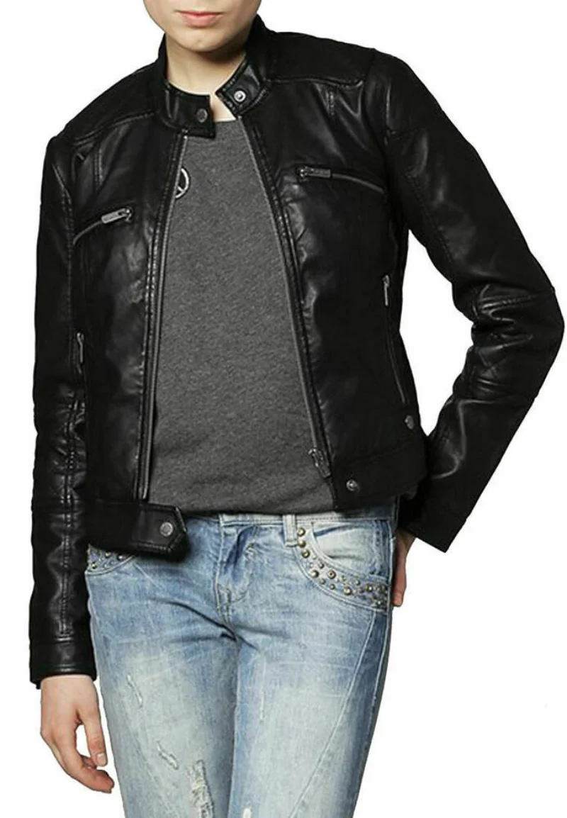 

Women Leather Jacket Black Casual Genuine Lambskin Jacket Slim Jacket Clothes