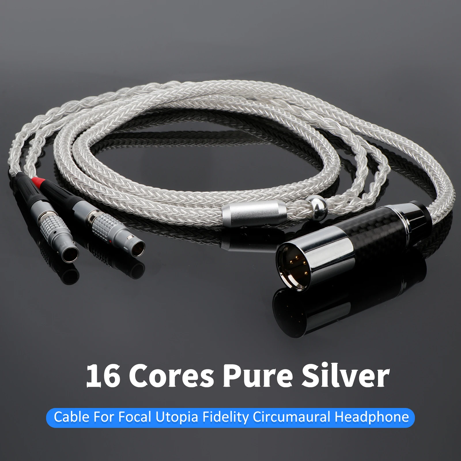 High-end 100% Pure Silver Headphone Update Cbale with 4pin XLR Plug Cable for Focal Utopia Fidelity Circumaural Earphone