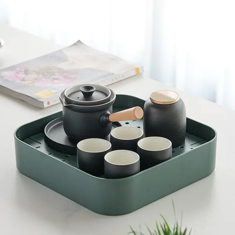 Elegant and Light Luxury Tea Set, One Pot Four Cups, Tea Set with Filter Liner, Tea Tray All-in-one Tea Set,gift Souvenir Set