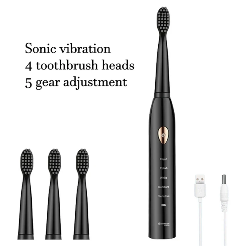 Adult Ultrasonic Sonic Electric Toothbrush Rechargeable Tooth Brushes Washable Electronic Whitening Teeth Brush Timer Brush