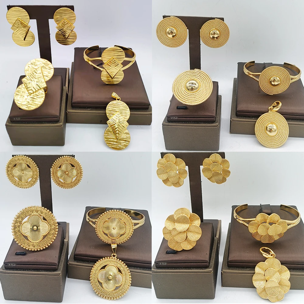 YM 4 Sets African Map Pendant Jewelry Set Gold 6