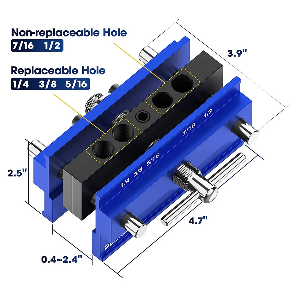 auto centramento doweling jig kit broca jig para joiner grupo largura ajustavel guia de perfuracao power tool acessorio azul 01