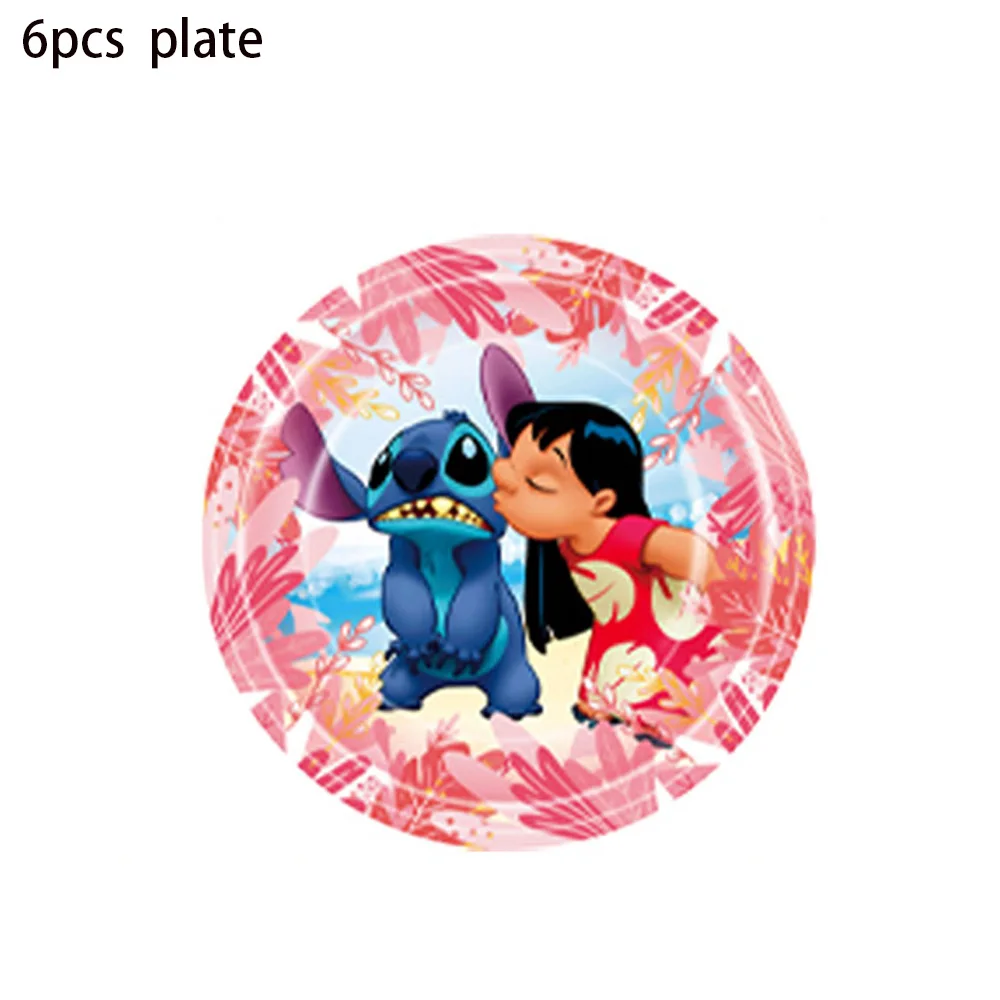 Stitch Disney Lilo and Stitch Lilo Party Theme Disposable Cup and Plate Paper Tableware Holiday Party Hawaiian Girl Baby Baptism