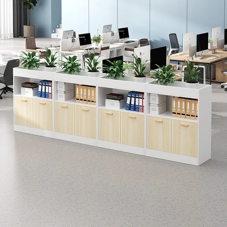 Office Partition File Cabinet Wooden Screen Cabinet Flower Slot Green Plant Cabinet Against the Wall Employee Locker Flower