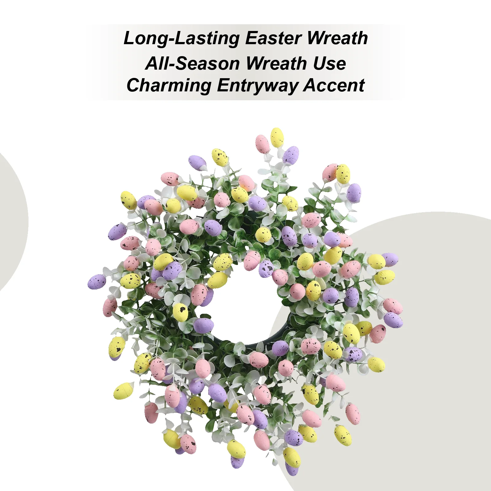 

Пасхальные венки для входной двери, 15 дюймов, искусственные яйца, праздничный декор для дома, красочный пасхальный венок с яйцами, табличка на дверь для использования в помещении и на улице