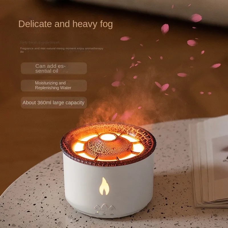 Creative Simulation Flame Humidifier Volcano Jellyfish Aromatherapy Machine Flame Aromatherapy Machine Essential Oil Home Gift