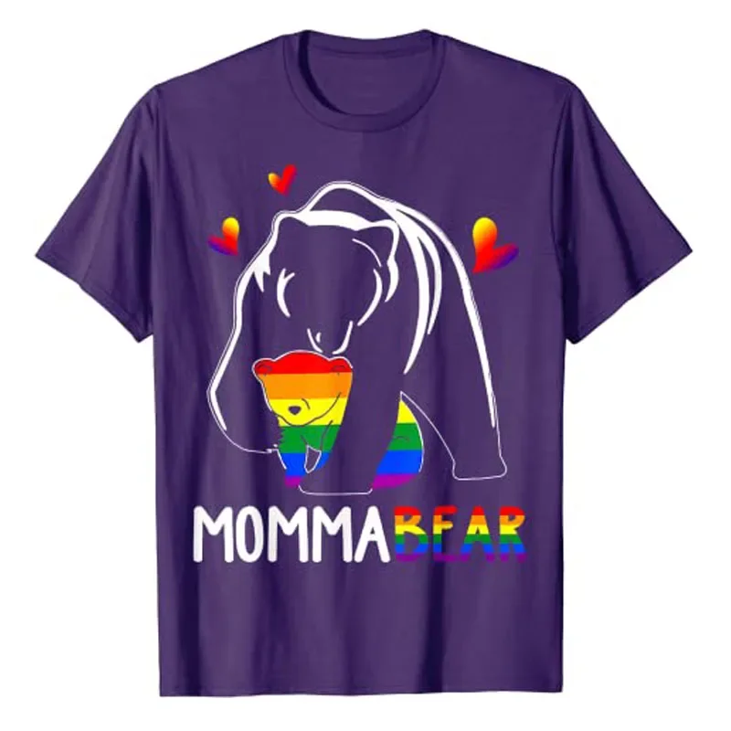 Lgbtq Lovely Gift Women's Fashion Proud AllyCool Graphic Tee Tops LGBT Mama Momma Bear Gay Pride Proud Mom Mother's Day T-Shirt