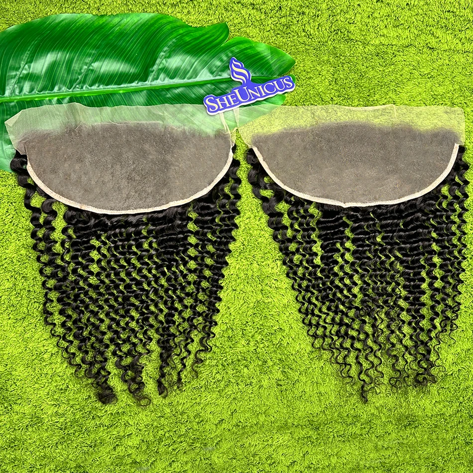 

Прозрачный кружевной фронтальный парик из натуральных волос Deep Wave 13x6 # Натуральный цвет 1B, предварительно выщипанные, осветленные узлы, невидимое кружево, необработанные натуральные волосы