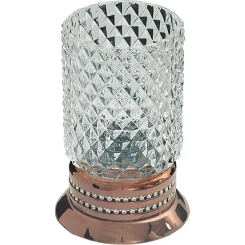 Queen Rose Set Top Brass-Diamond Shaped Glass-Stone Pattern Tooth Brush Holder 9250