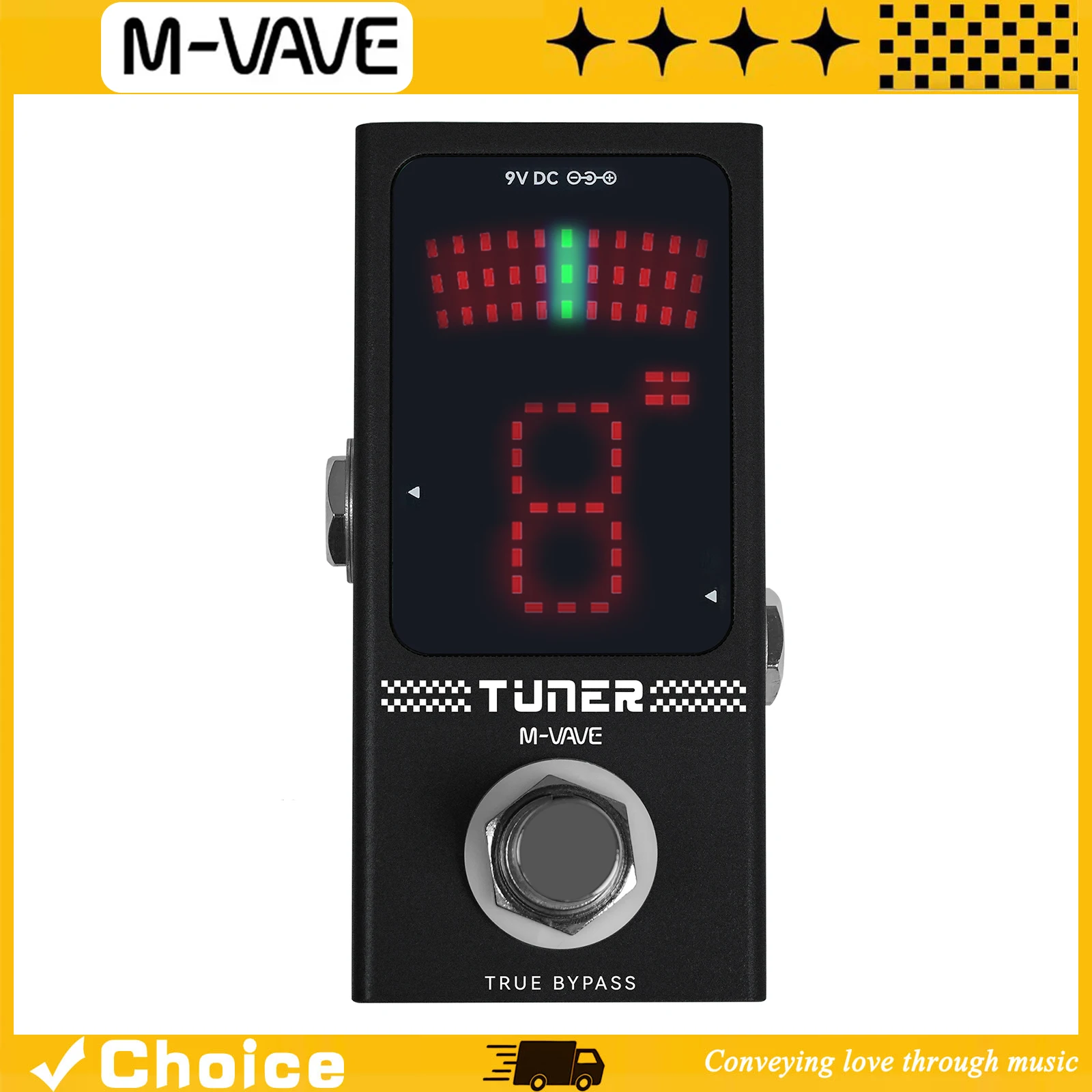 M-VAVE True Hypass Single Block Effect Device 12Hz-4186Hz High Precision Acoustic Instrument Tuner with Silent Mode