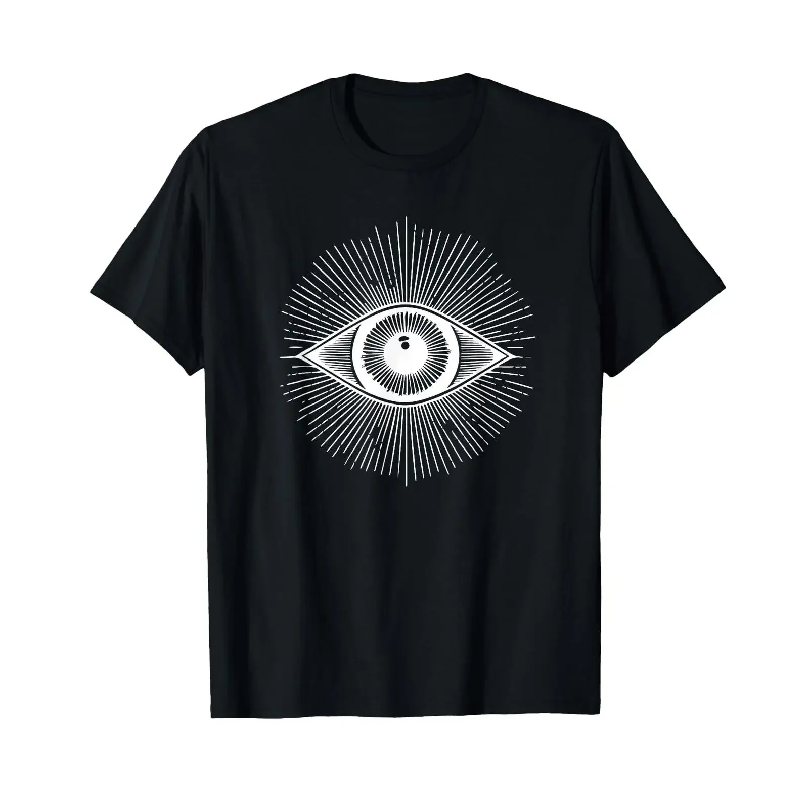 Eyeball Tattoo Style Design All Seeing Eye T Shirt vintage Washed Soft Breathable Top For Everyday Wear Stylish Slightly