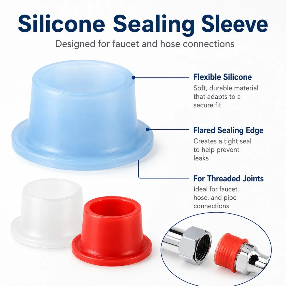 Silicone Thread Seal Sleeve Faucet Connector Gasket Shower Hose Joint Washer Valve Pipe Nut Seal Ring Plumbing Accessory