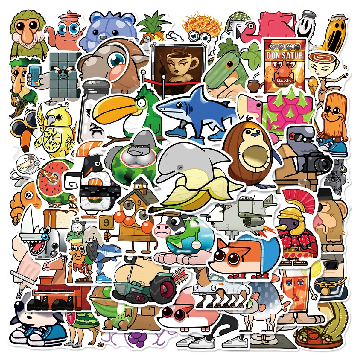 50PCS Abstract Dier Stickers Tung Tung Sahur Italiaanse Brainrot Dieren Cartoon Decal DIY Bagage Telefoon Cup Gitaar Kid Speelgoed